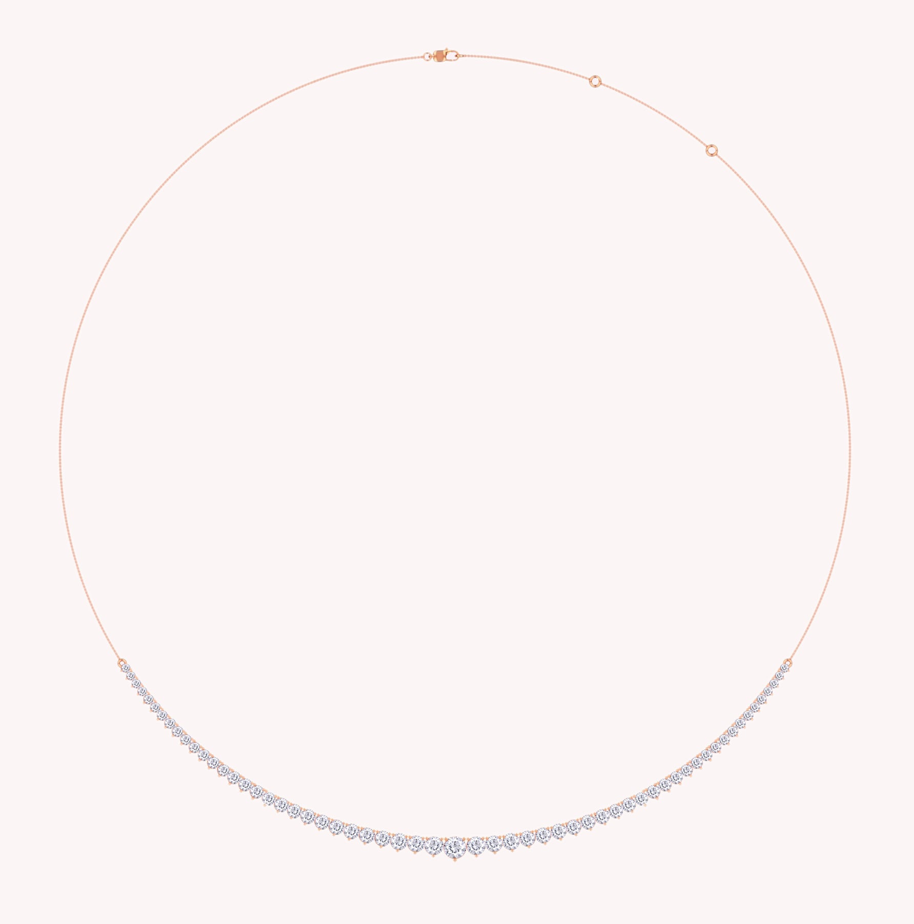Round Shape 3.25 Carat Lab Grown Diamond Graduate Tennis Necklace