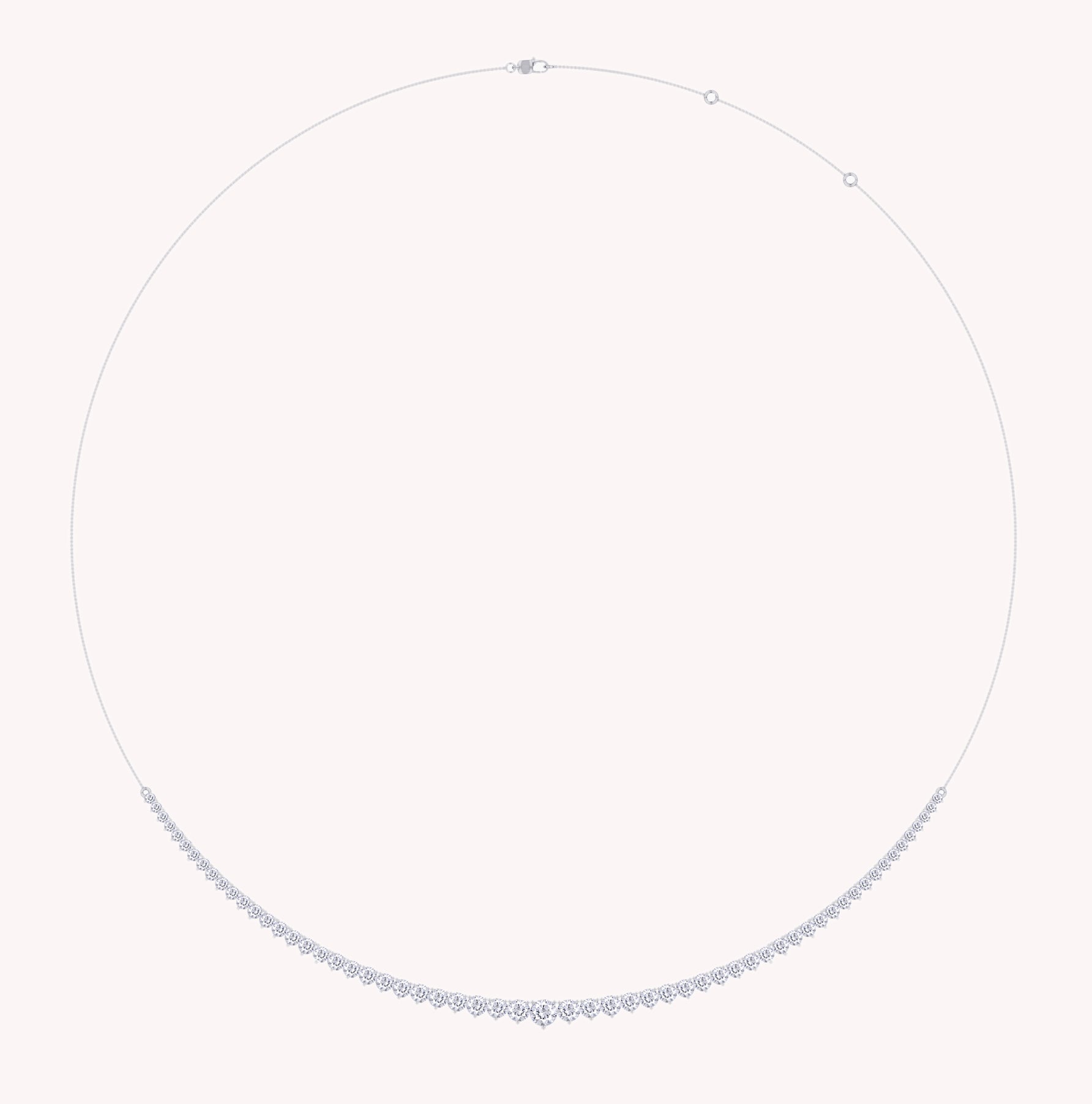 Round Shape 3.25 Carat Lab Grown Diamond Graduate Tennis Necklace