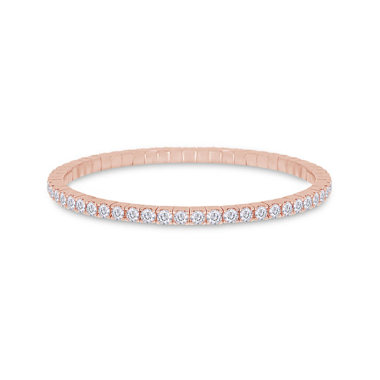 Load image into Gallery viewer, Round Cut EGL Certified Lab Grown Diamond 3MM Width Stretchable Tennis Bracelet For Women In 10K Or 14K Solid Gold Jewelry
