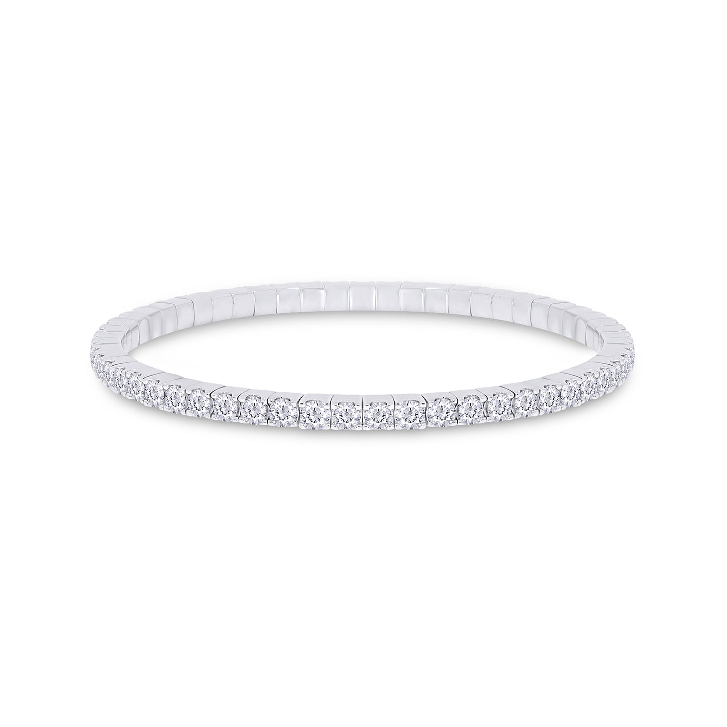 Round Cut IGI Certified Lab Grown Diamond 3MM Width Stretchable Tennis Bracelet For Women In 10K Or 14K Solid Gold