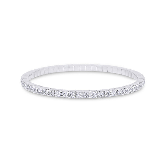 Round Cut IGI Certified Lab Grown Diamond 3MM Width Stretchable Tennis Bracelet For Women In 10K Or 14K Solid Gold