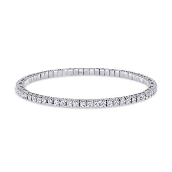 Round Cut IGI Certified Lab Grown Diamond 3MM Stretchable Tennis Bracelet For Women In 10K Or 14K Solid Gold Jewelry