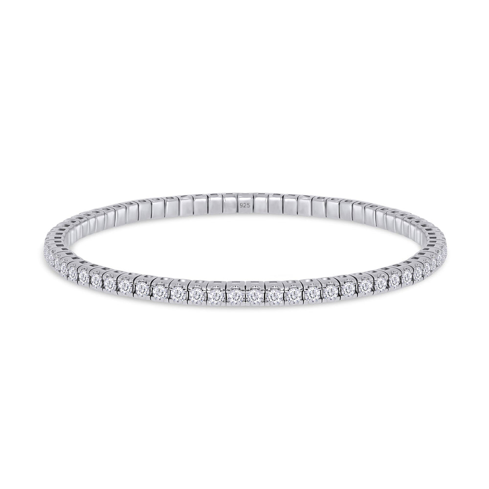 3MM Stretchable Tennis Bracelet For Women, 2.75 Carat Round Lab Created Moissanite Diamond In 14K Gold Plated 925 Sterling Silver Jewelry