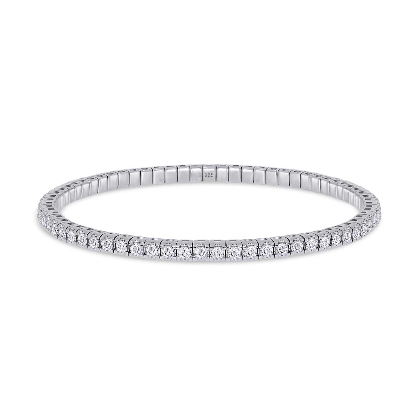 3MM Stretchable Tennis Bracelet For Women, 2.75 Carat Round Lab Created Moissanite Diamond In 14K Gold Plated 925 Sterling Silver Jewelry