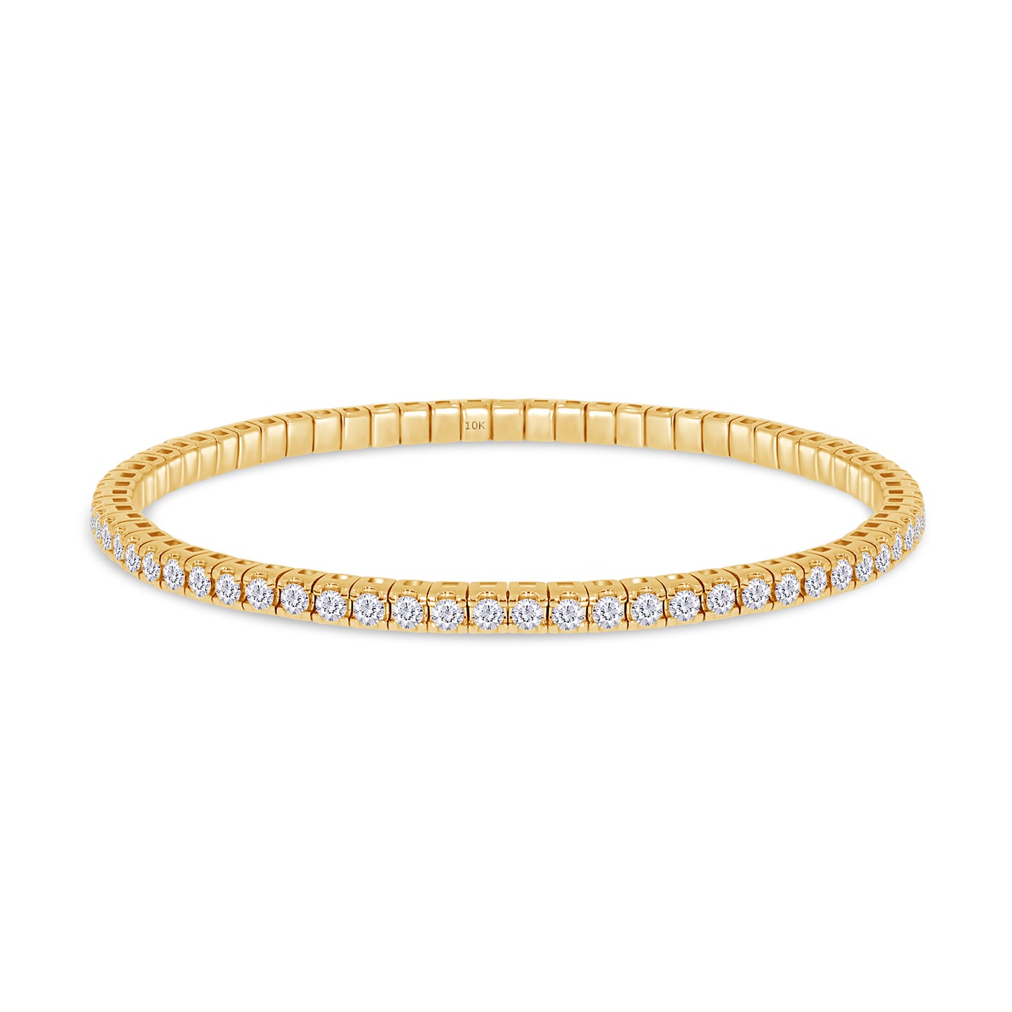 Round Cut IGI Certified Lab Grown Diamond 3MM Stretchable Tennis Bracelet For Women In 10K Or 14K Solid Gold Jewelry