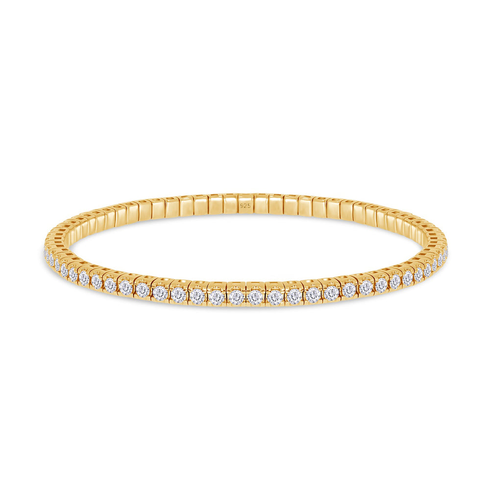 
                      
                        3MM Stretchable Tennis Bracelet For Women, 2.75 Carat Round Lab Created Moissanite Diamond In 14K Gold Plated 925 Sterling Silver Jewelry
                      
                    