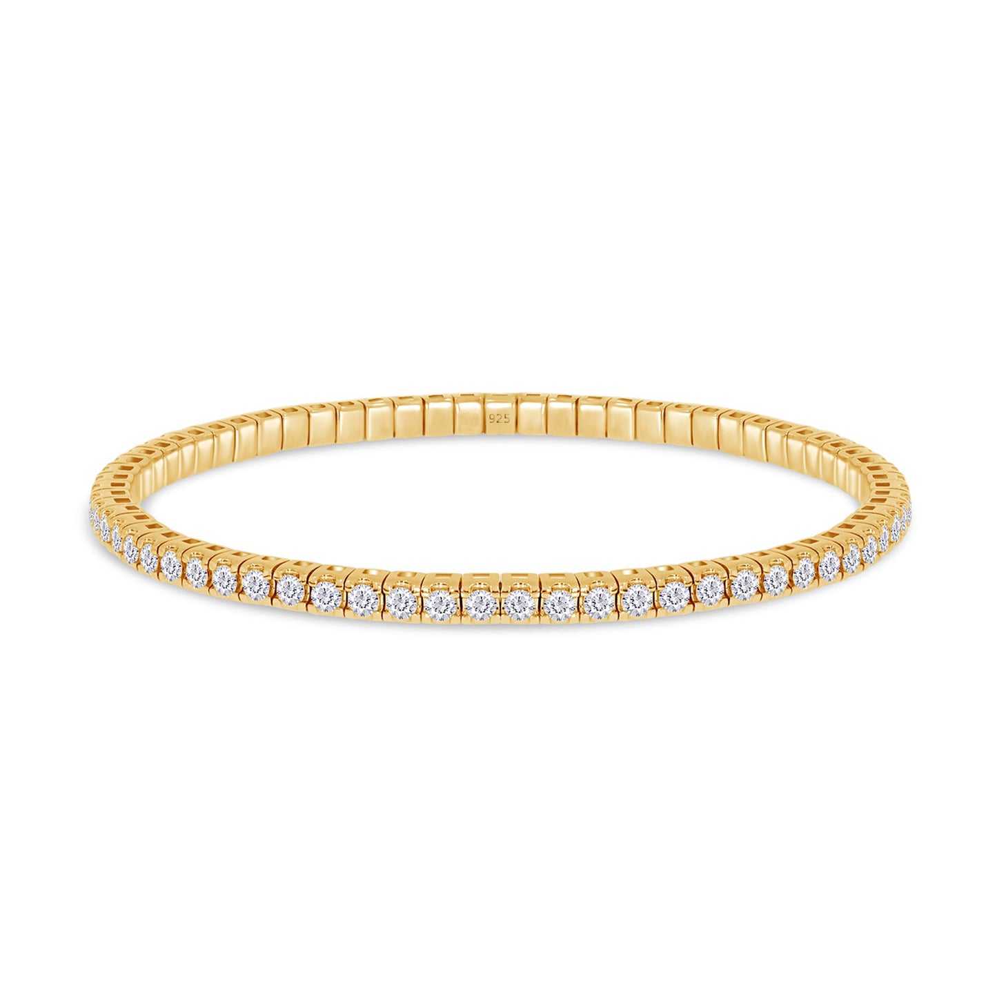 3MM Stretchable Tennis Bracelet For Women, 2.75 Carat Round Lab Created Moissanite Diamond In 14K Gold Plated 925 Sterling Silver Jewelry