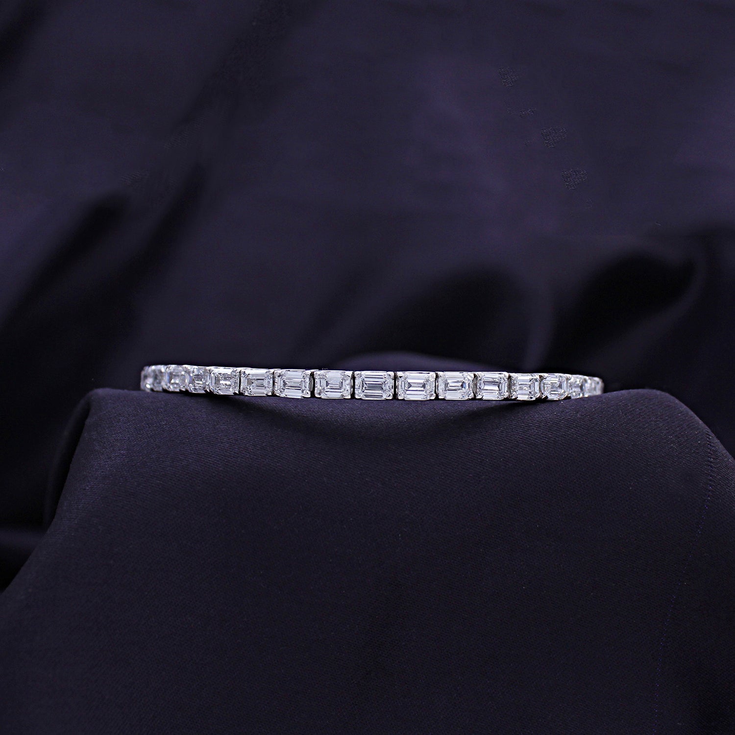 Emerald Cut Lab Created Moissanite Tennis Bracelet