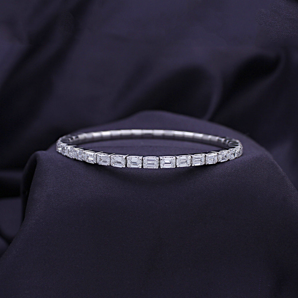 
                      
                        Stretchable Tennis Bracelet For Women, 8.50 Carat Emerald Shape Lab Created Moissanite Diamond In 10K Solid Gold Bracelet Jewelry
                      
                    