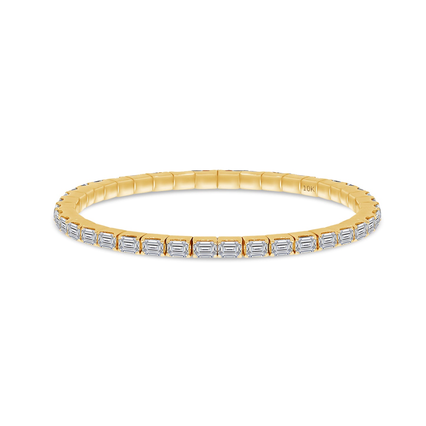 Emerald Shape EGL Certified Lab Grown Diamond Stretchable Tennis Bracelet For Women In 10K Or 14K Solid Gold Jewelry