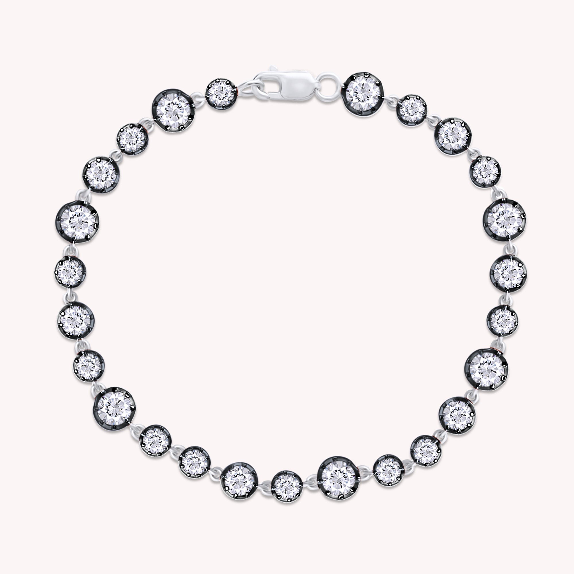 Tennis Two Tone Link Chain Bracelet Lab Created Moissanite