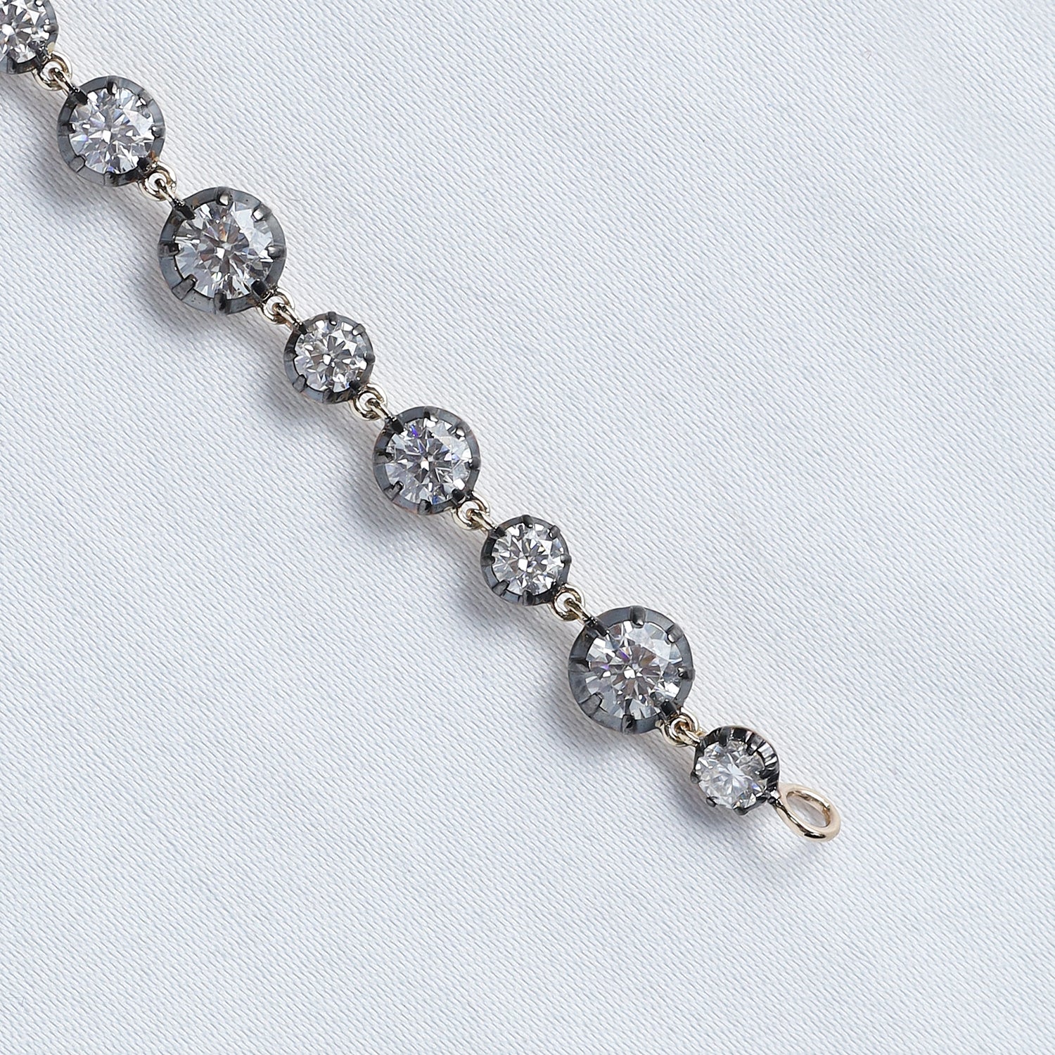 Tennis Two Tone Link Chain Bracelet Lab Created Moissanite