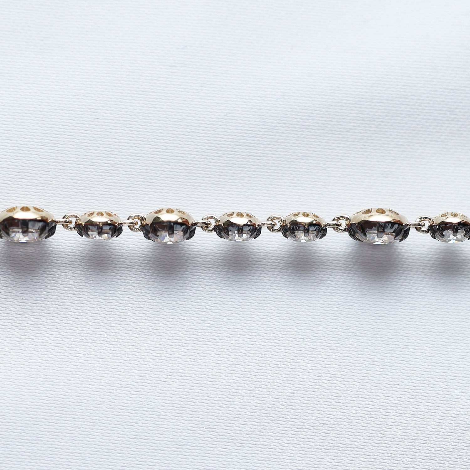 Tennis Two Tone Link Chain Bracelet Lab Created Moissanite