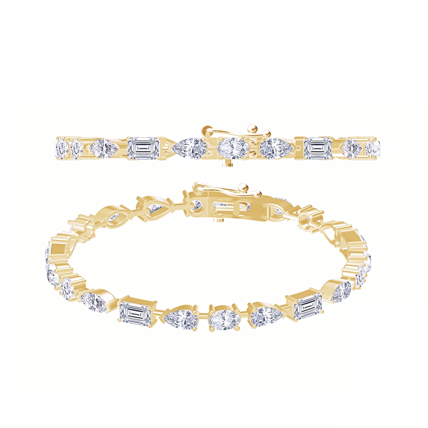 Multi Shape Lab Grown Diamond Tennis Bracelet