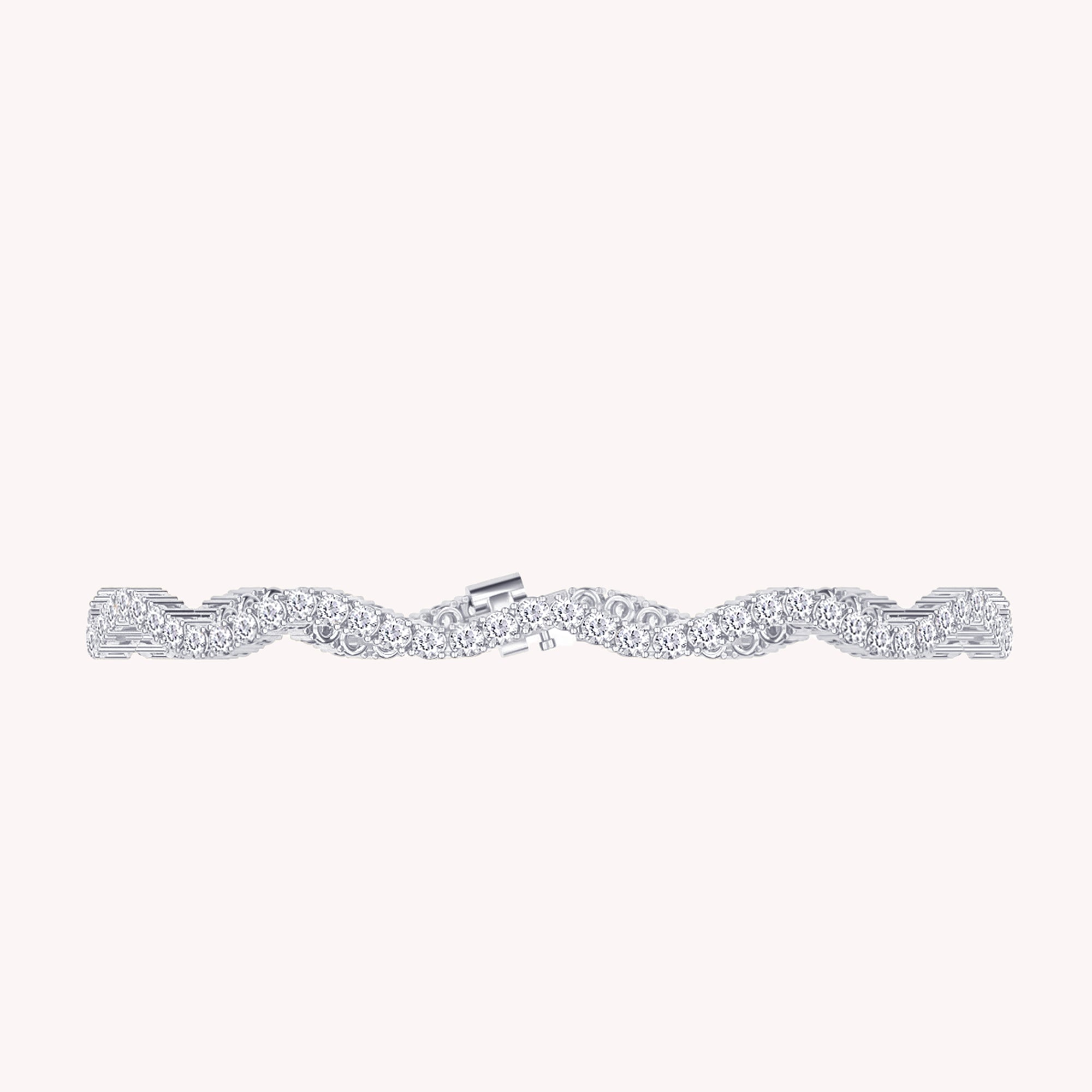 Moissanite studded Wavy 10K Gold Tennis Bracelet