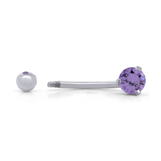 Load image into Gallery viewer, Round Simulated Birthstone Threaded Belly Button Navel Ring Body Piercing Jewelry For Women In In 925 Sterling Silver
