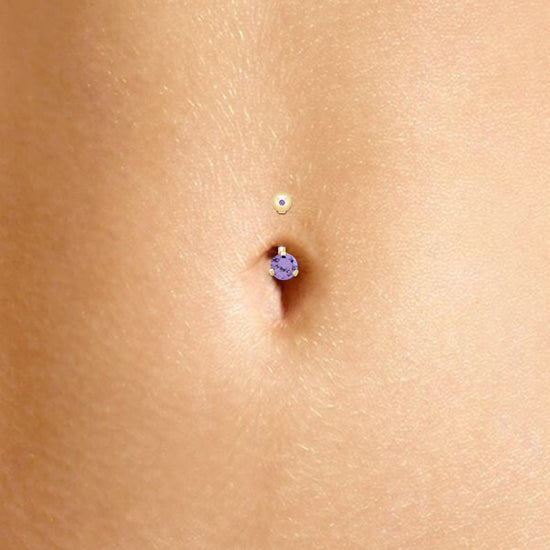Round Simulated Birthstone Threaded Belly Button Navel Ring Body Piercing Jewelry For Women In In 925 Sterling Silver