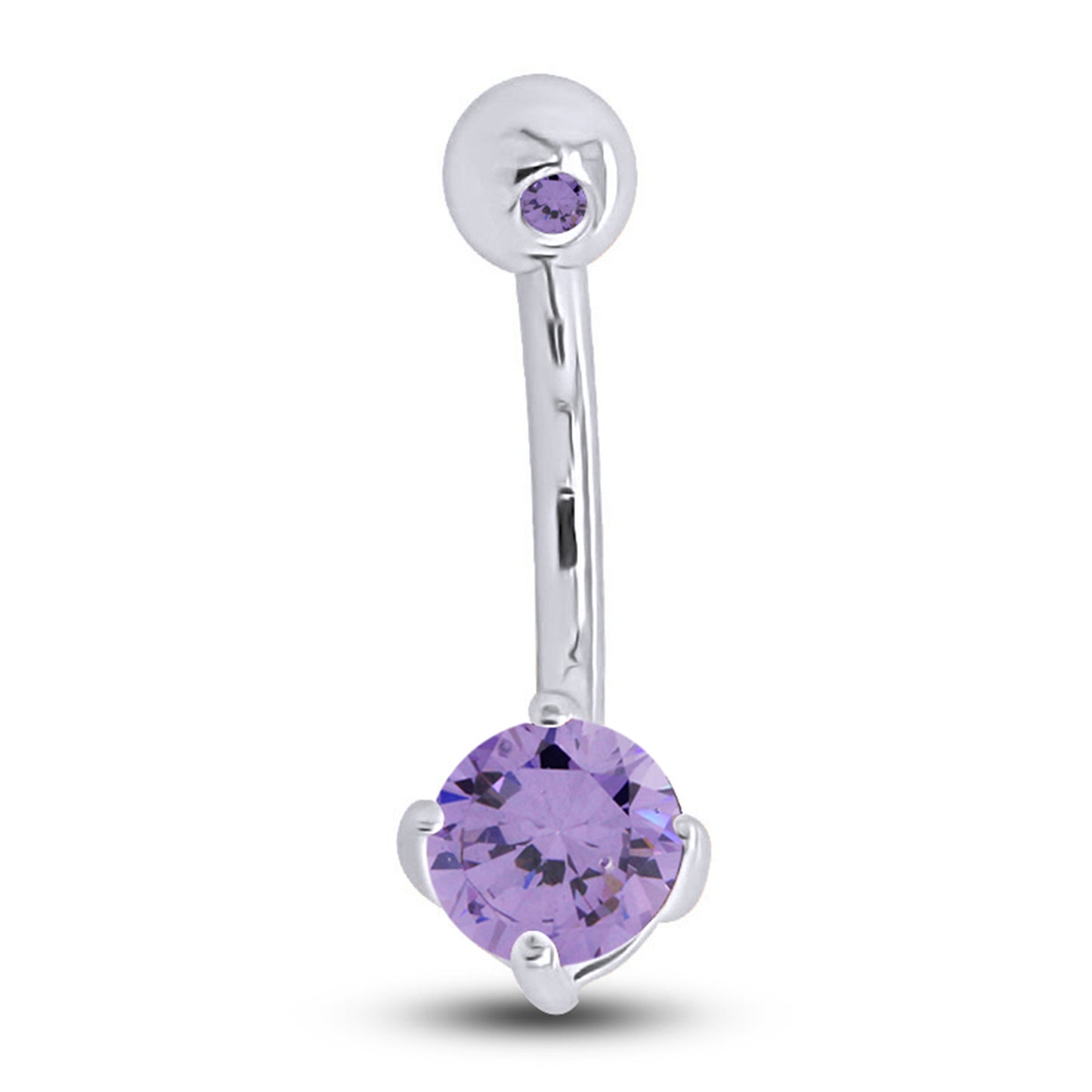 Round Simulated Birthstone Belly Button Navel Rings Body Piercing Jewelry For Women In 925 Sterling Silver
