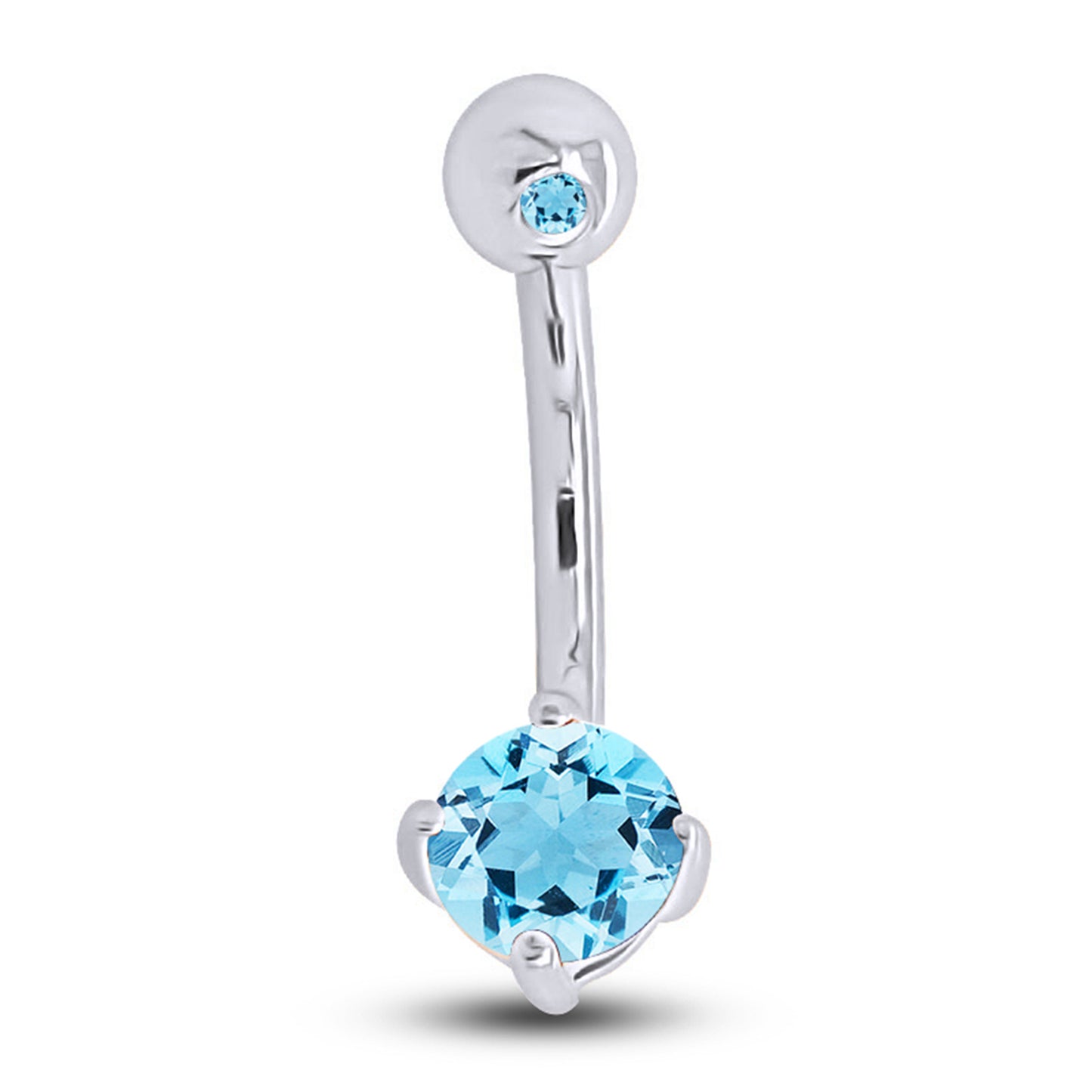 Round Simulated Birthstone Belly Button Navel Rings Body Piercing Jewelry For Women In 925 Sterling Silver
