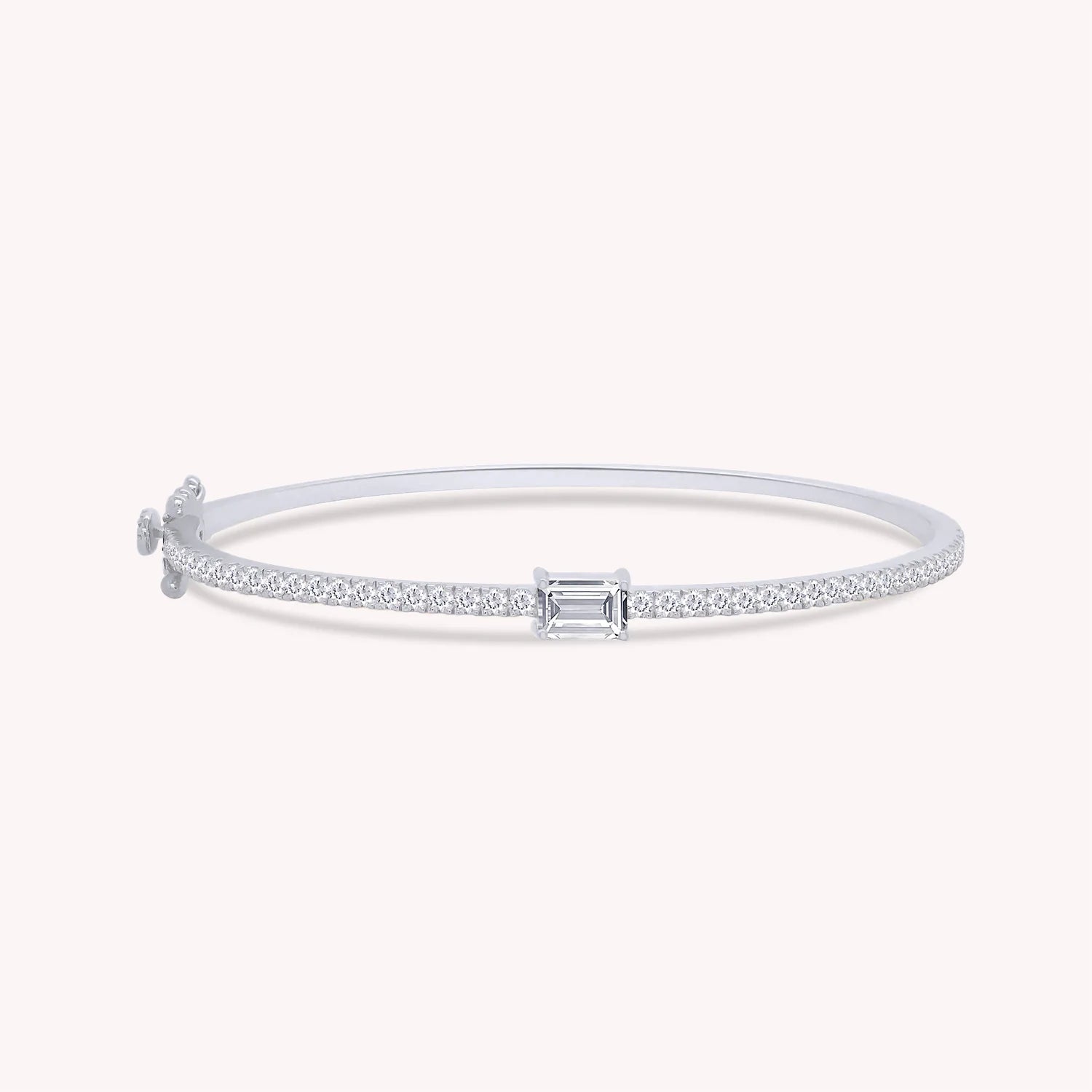 Emerald & Round White Cubic Zirconia Tennis Bangle Bracelet