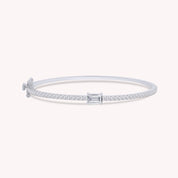 Emerald & Round White Cubic Zirconia Tennis Bangle Bracelet