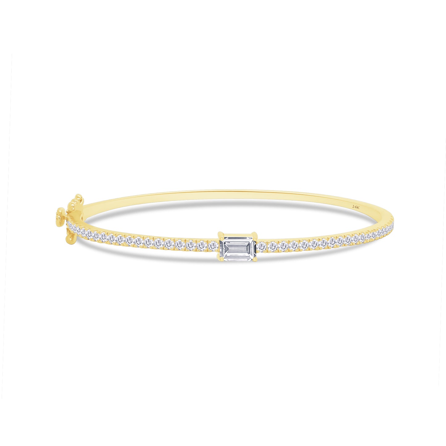 Tennis Bangle Bracelet In Emerald & Round Shape Lab Grown Diamond