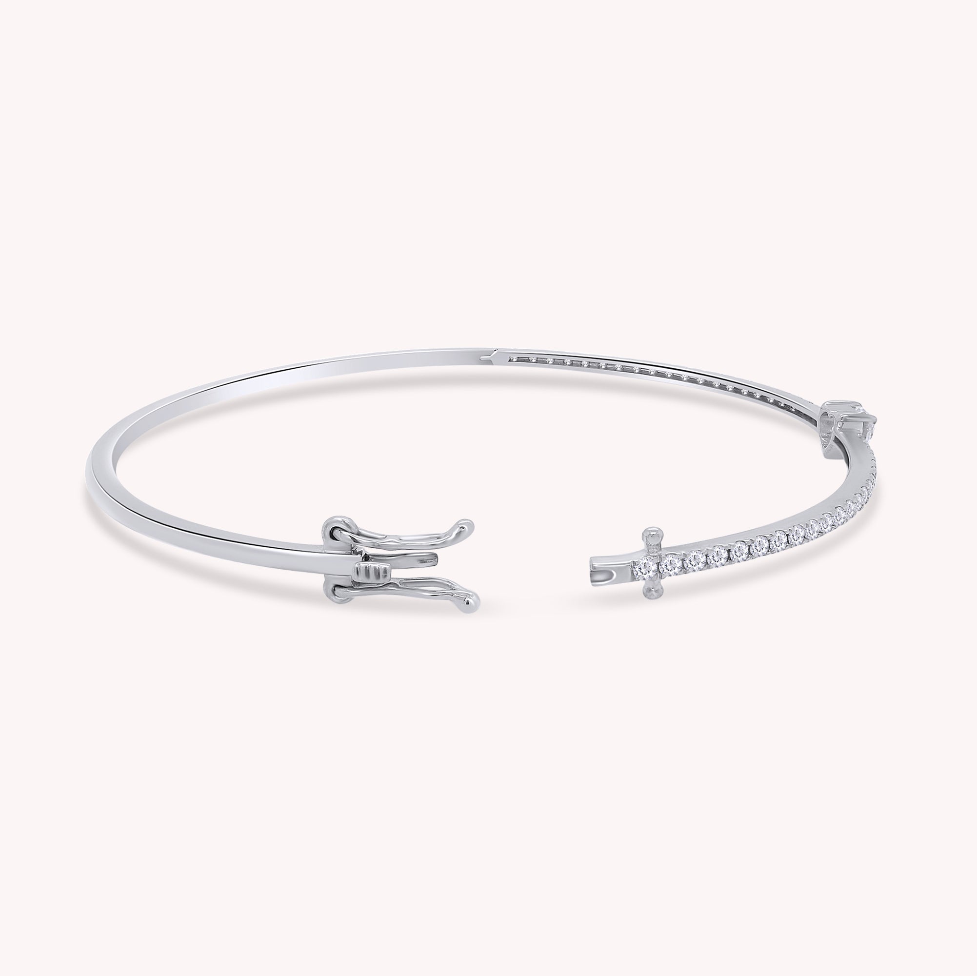 Heart & Round White Cubic Zirconia Tennis Bangle Bracelet