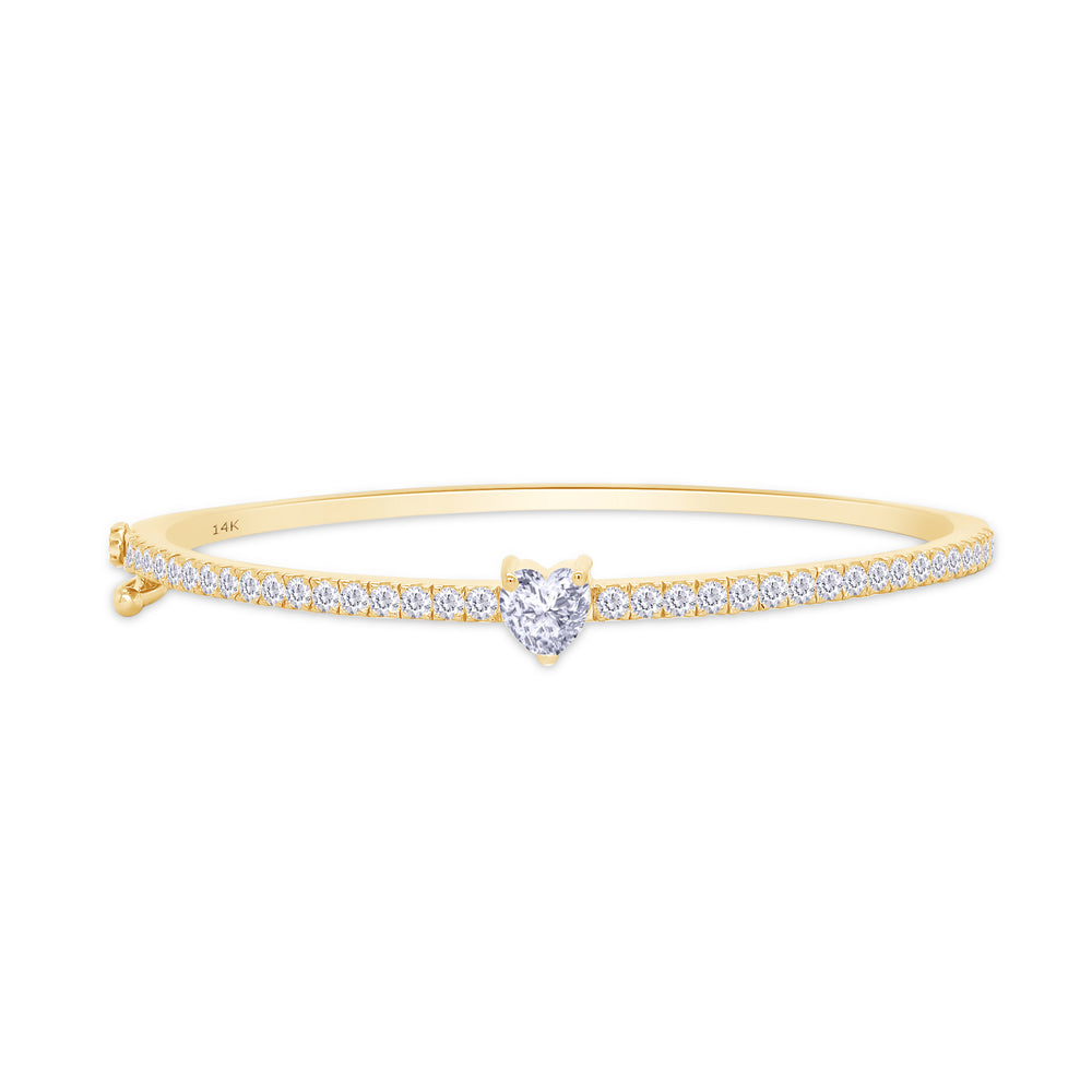 Tennis Bangle Bracelet In Heart & Round Shape Lab Grown Diamond