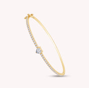 Heart & Round White Cubic Zirconia Tennis Bangle Bracelet