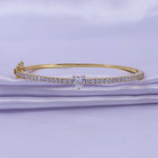 Heart & Round White Cubic Zirconia Tennis Bangle Bracelet