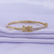 Heart & Round White Cubic Zirconia Tennis Bangle Bracelet