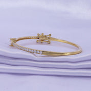 Heart & Round White Cubic Zirconia Tennis Bangle Bracelet