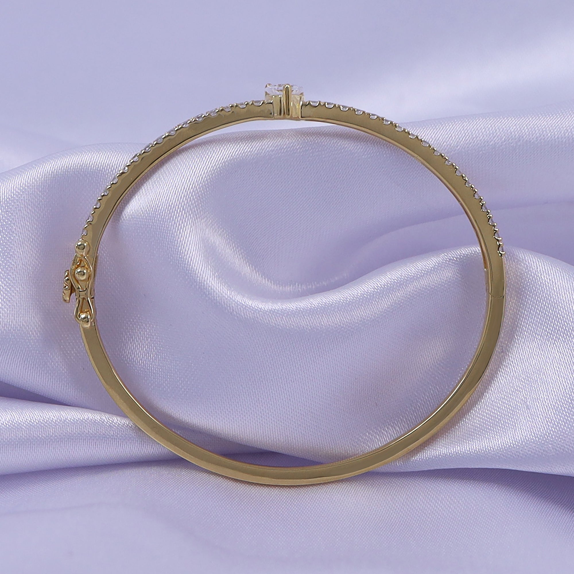 Heart & Round White Cubic Zirconia Tennis Bangle Bracelet