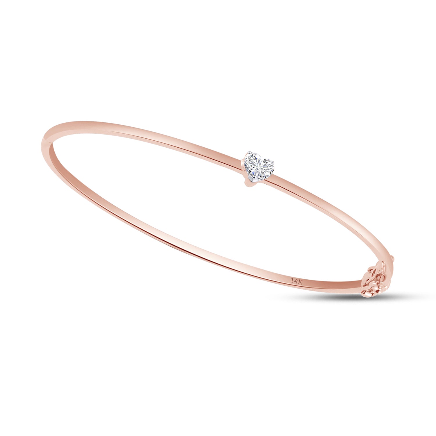 Heart Shape Lab Created Moissanite Diamond Solitaire Bangle Bracelet