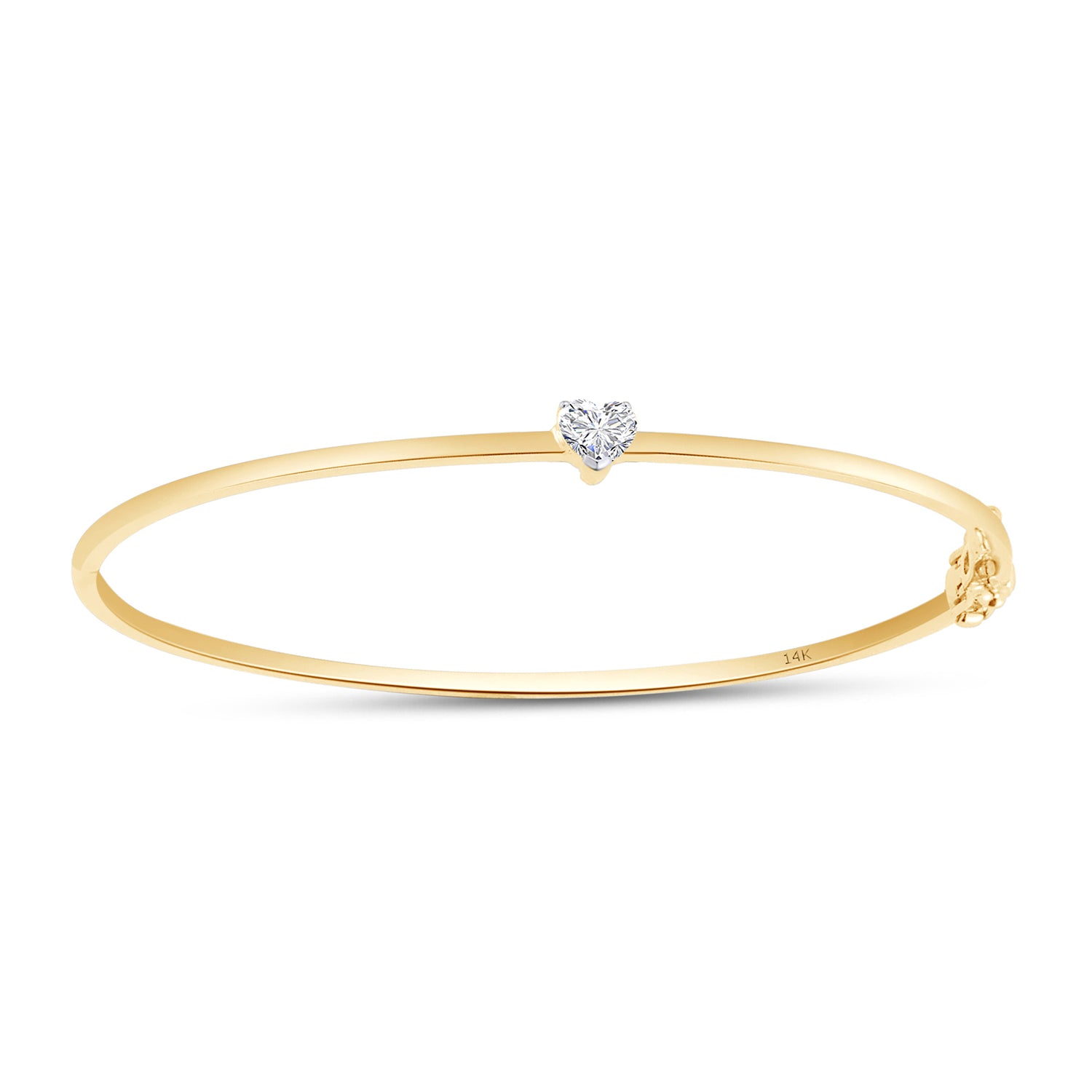 Heart Shape Lab Created Moissanite Diamond Solitaire Bangle Bracelet