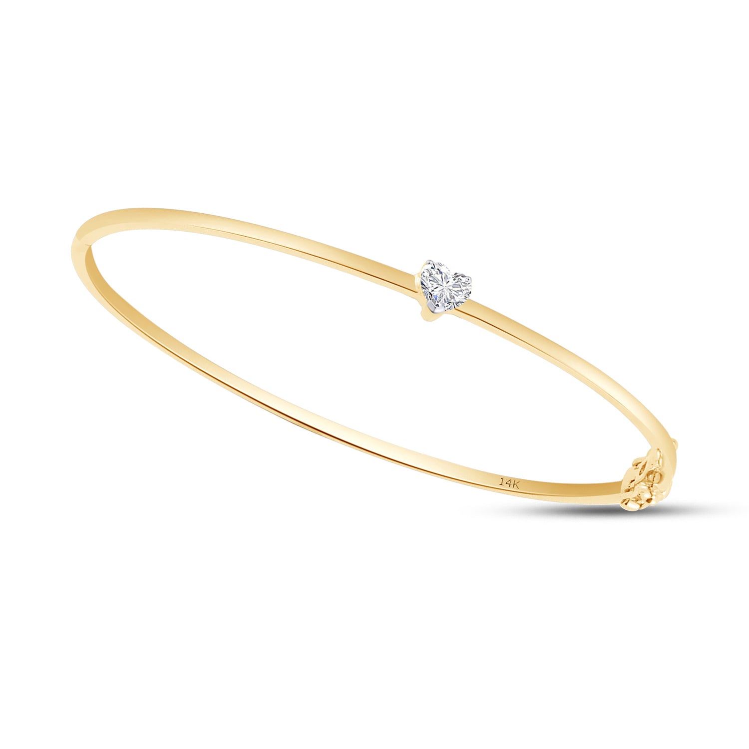 Heart Shape Lab Created Moissanite Diamond Solitaire Bangle Bracelet