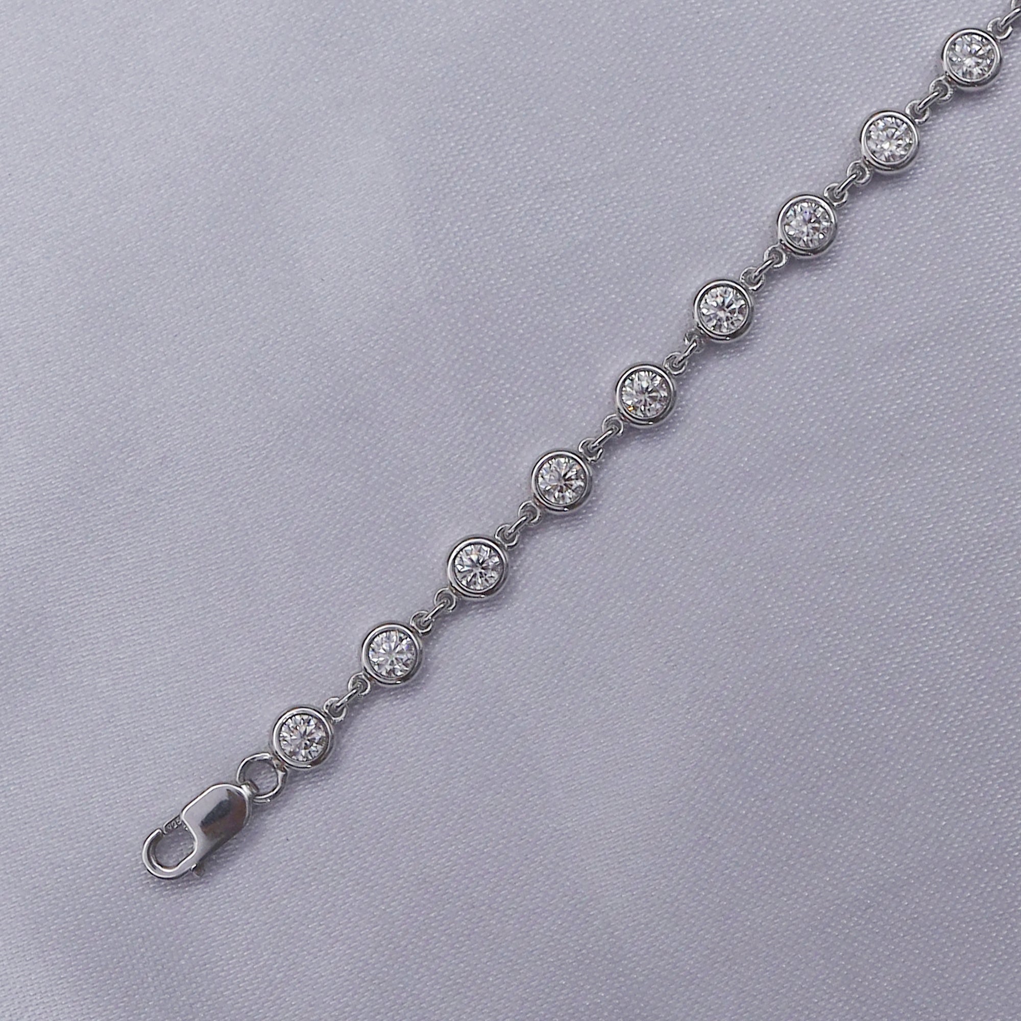 Bezel Set Link Chain Lab Created Moissanite with 3.80MM Width