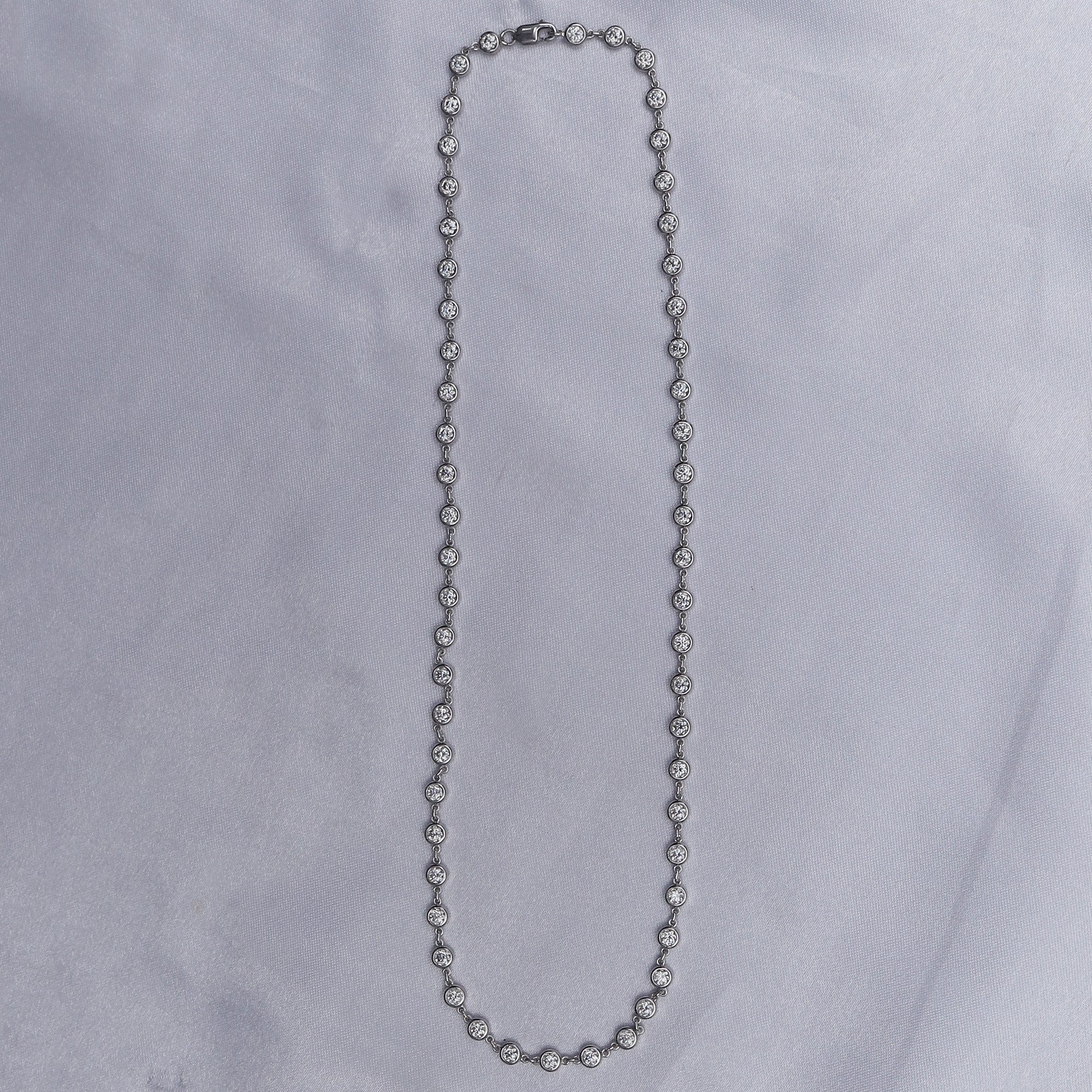 Bezel Set Link Chain Lab Created Moissanite with 3.80MM Width