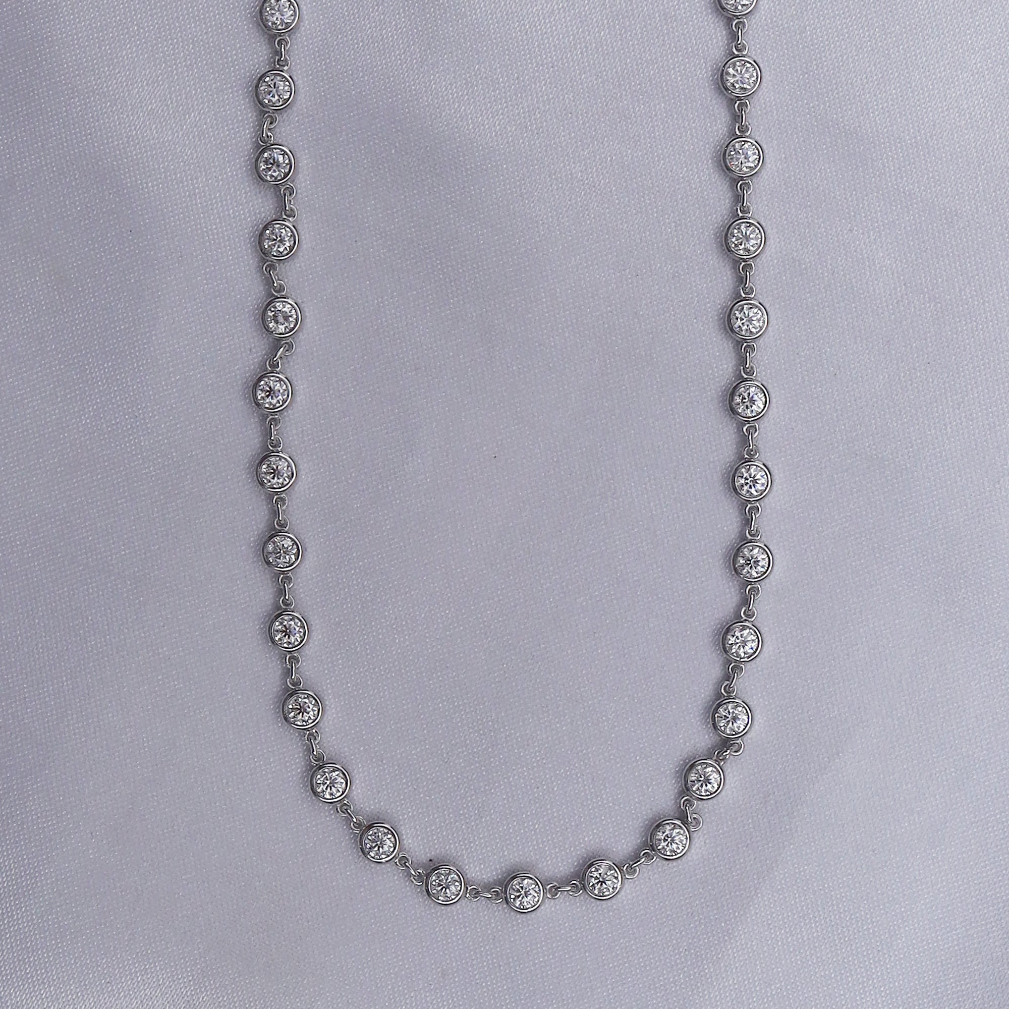 Bezel Set Link Chain Lab Created Moissanite with 3.80MM Width