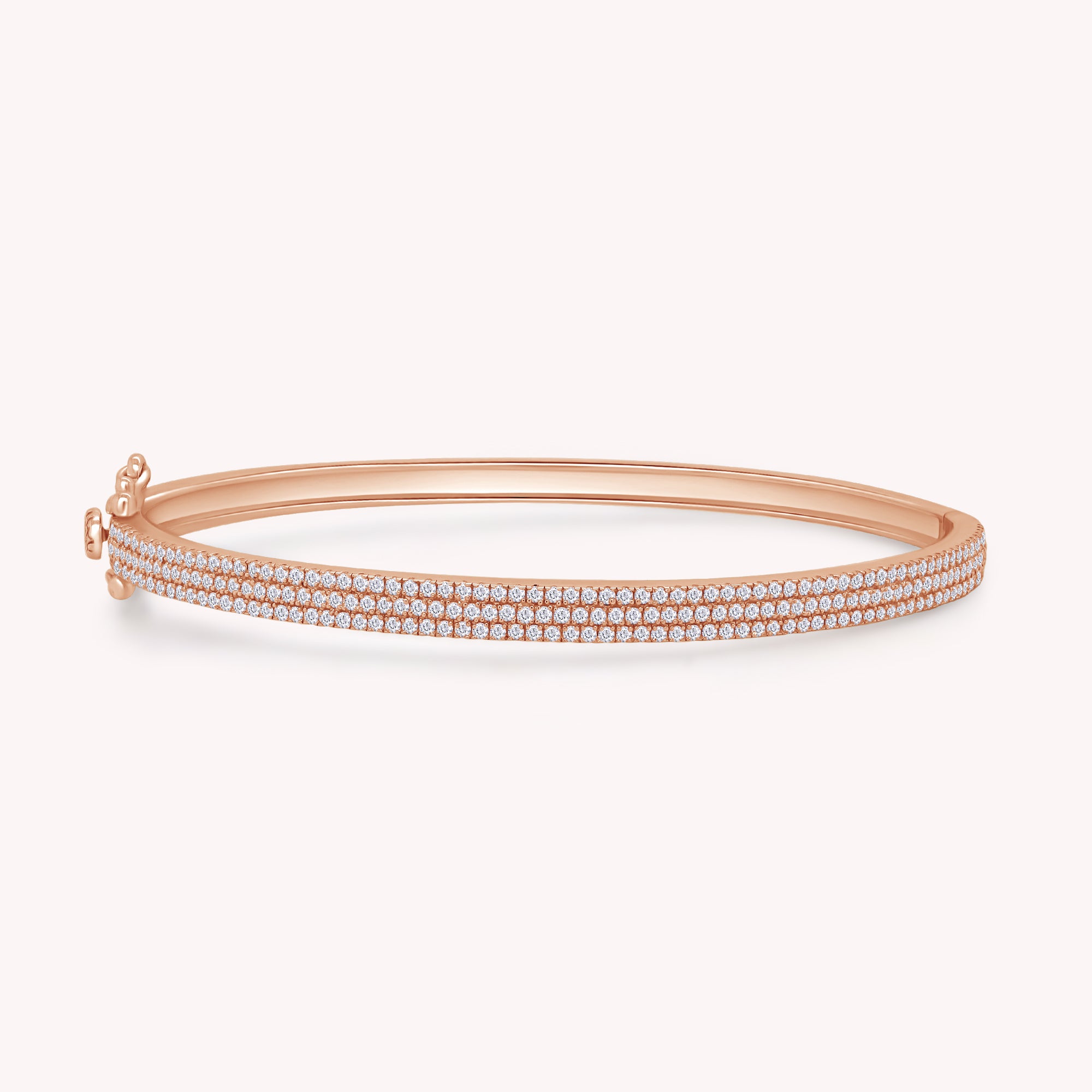Lab Created Moissanite 3-Row Pave Set Bangle Bracelet