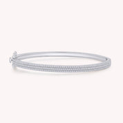 Lab Created Moissanite 3-Row Pave Set Bangle Bracelet
