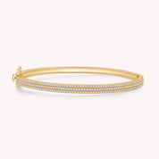 Lab Created Moissanite 3-Row Pave Set Bangle Bracelet