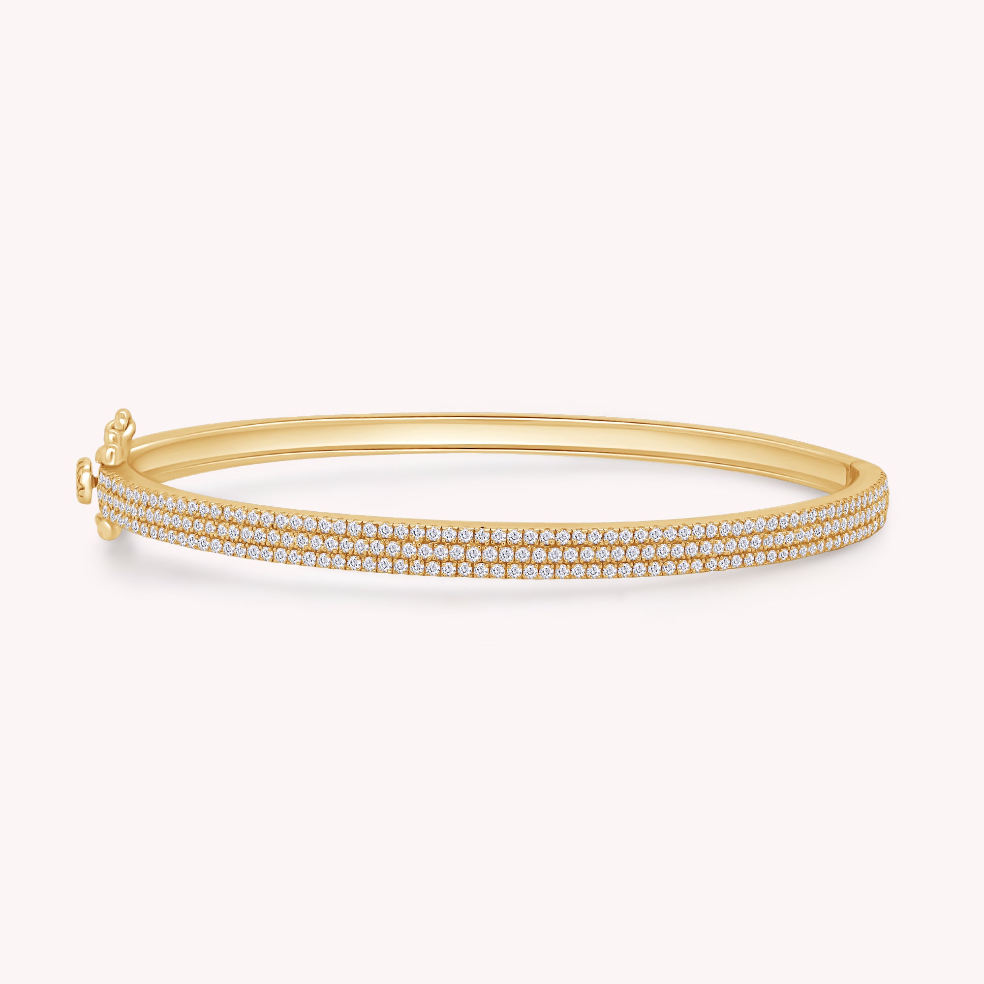 Lab Created Moissanite 3-Row Pave Set Bangle Bracelet