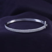Lab Created Moissanite 3-Row Pave Set Bangle Bracelet