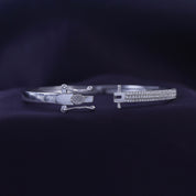 Lab Created Moissanite 3-Row Pave Set Bangle Bracelet