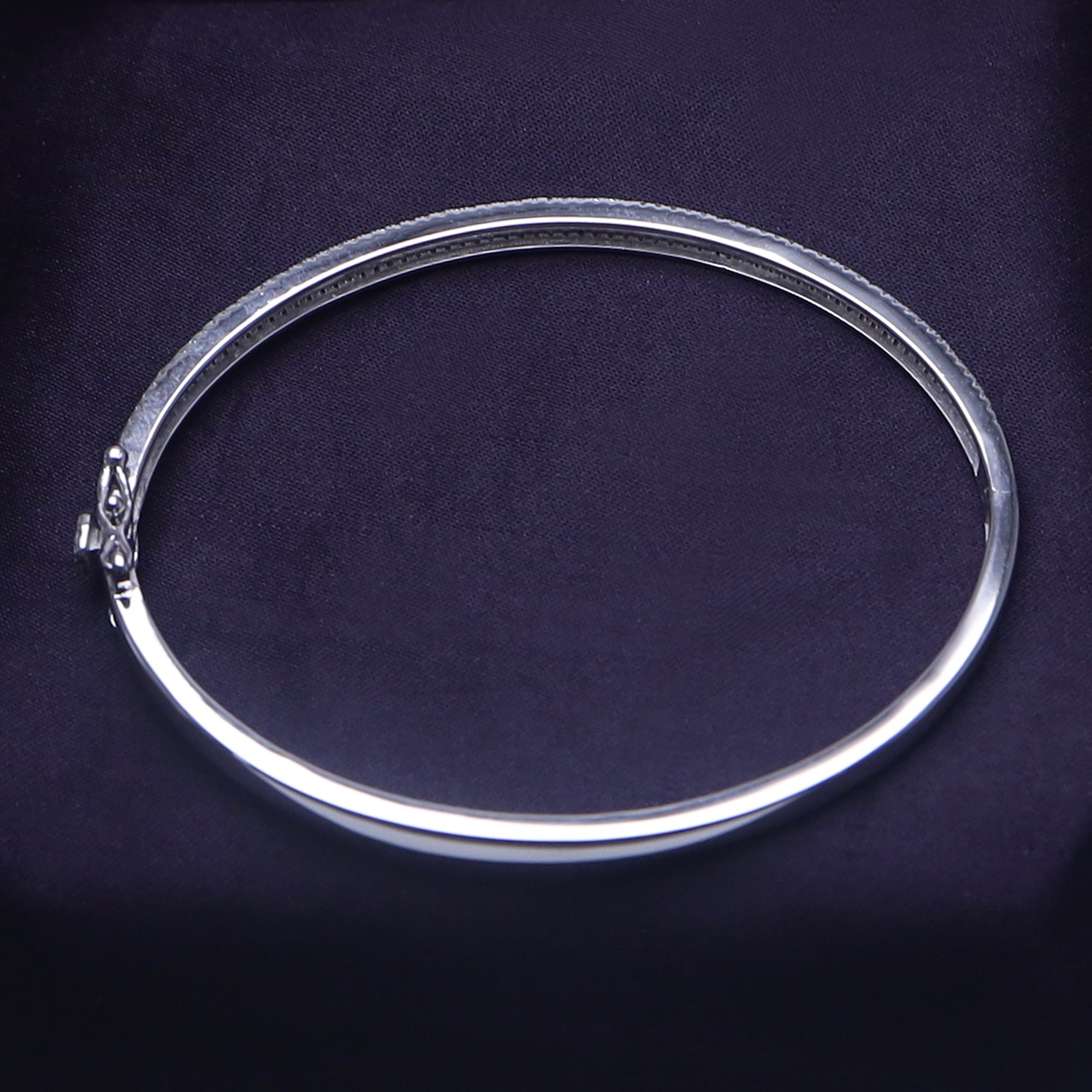Lab Created Moissanite 3-Row Pave Set Bangle Bracelet
