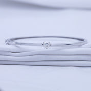 Heart Shape White Cubic Zirconia Solitaire Bangle Bracelet For Women In 925 Sterling Silver