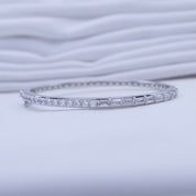 Half And Half Emerald & Round Shape White Cubic Zirconia Bangle Bracelet