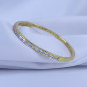 Half And Half Emerald & Round Shape White Cubic Zirconia Bangle Bracelet