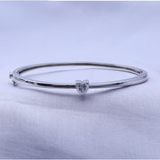 Heart Shape Lab Created Moissanite Diamond Solitaire Bangle Bracelet